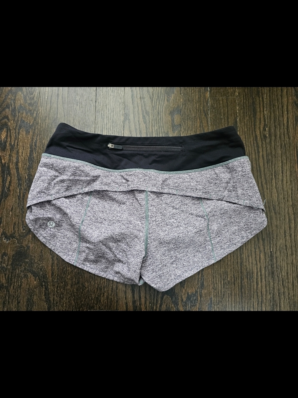 lululemon athletica Black Waistband Gray Heather Athletic Shorts